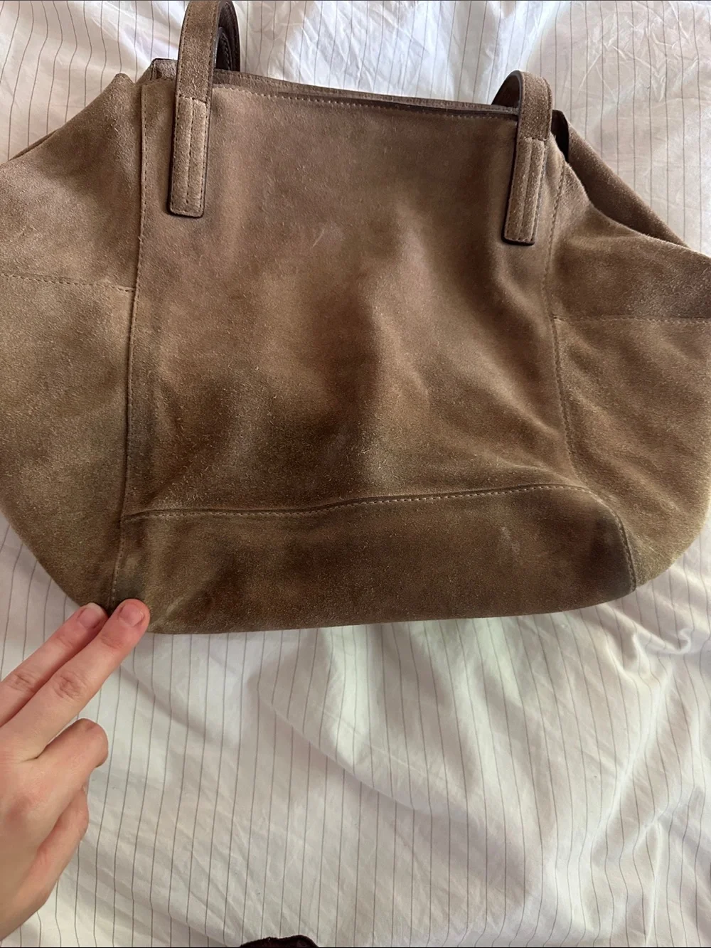 Michael Kors Ashbury Large Suede Tote Bag - Dark Khaki / Taupe